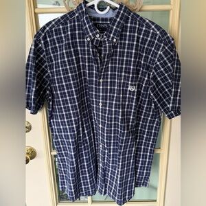 Chaps Men's Navy and White Checkered Shirt